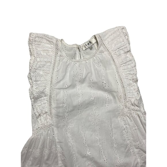 SEA New York Lea Ruffle Eyelet White Blouse-sz 0 - Picture 7 of 11